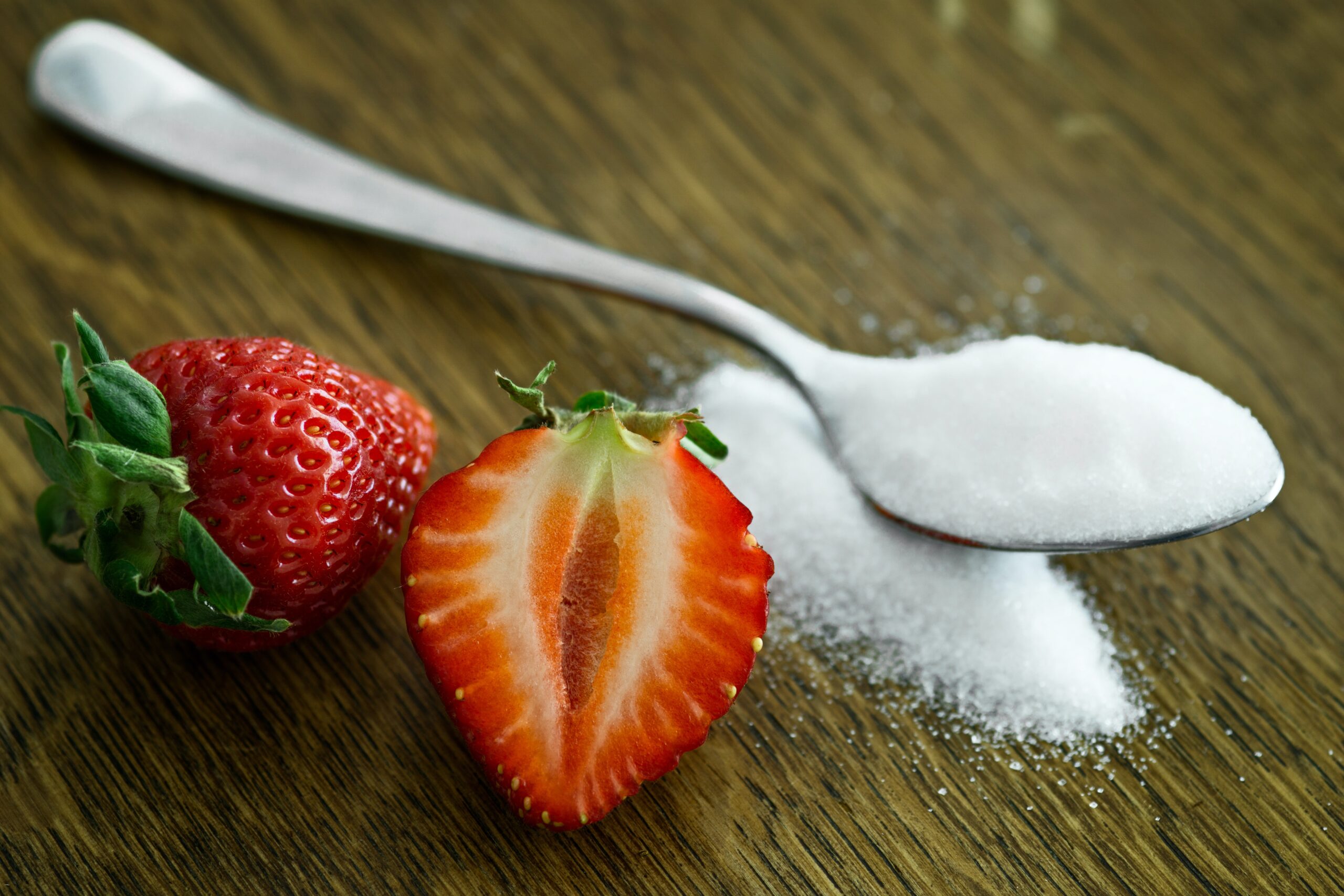 teaspoon of sugar and strawberry