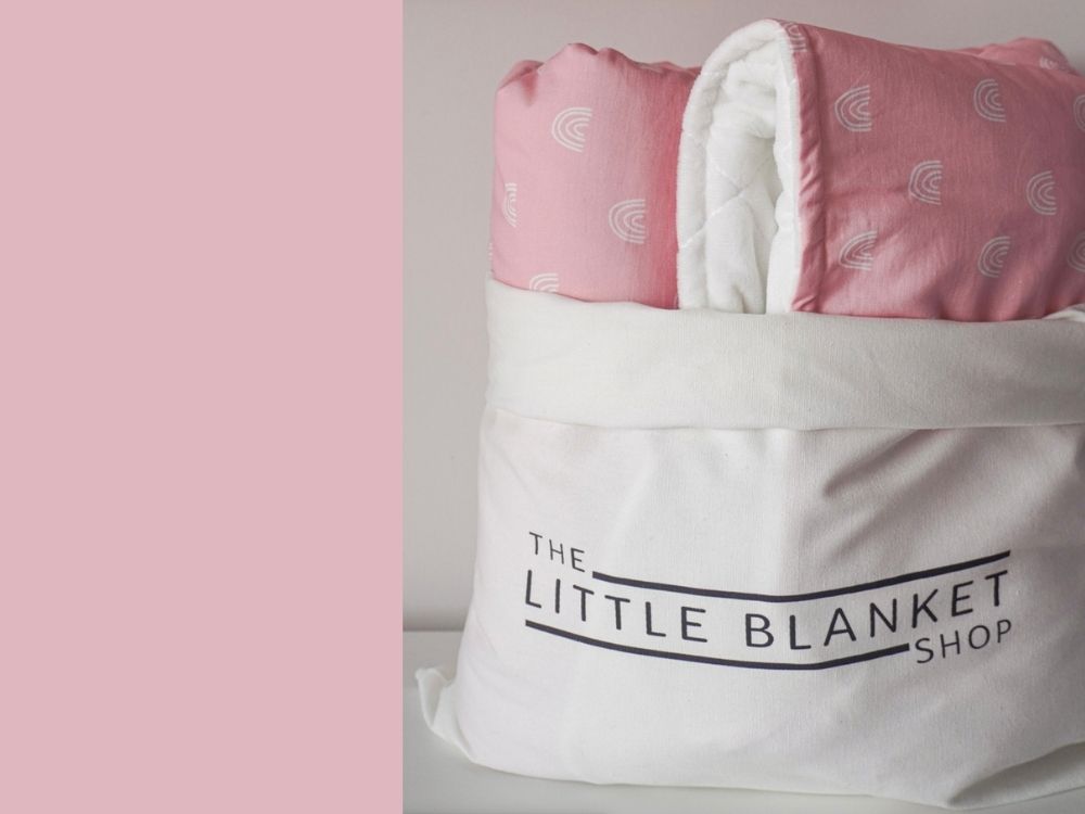 Pink blanket in white The Little Blanket Shop tote